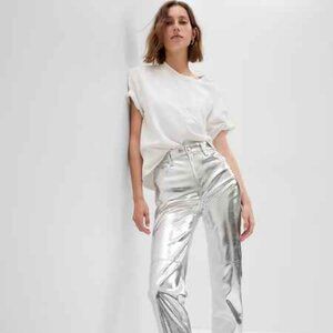 Gap High Rise Vegan Leather Cheeky Straight Pants